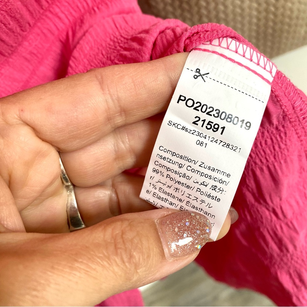 Barbiecore w Puff sleeves boho pink dress with doll shabby chic vibe - Picture 6 of 13